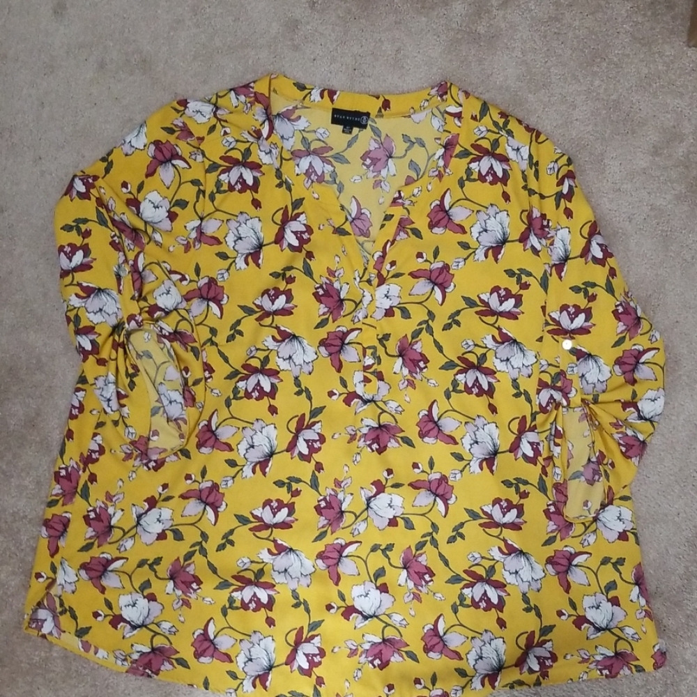 Yellow floral blouse